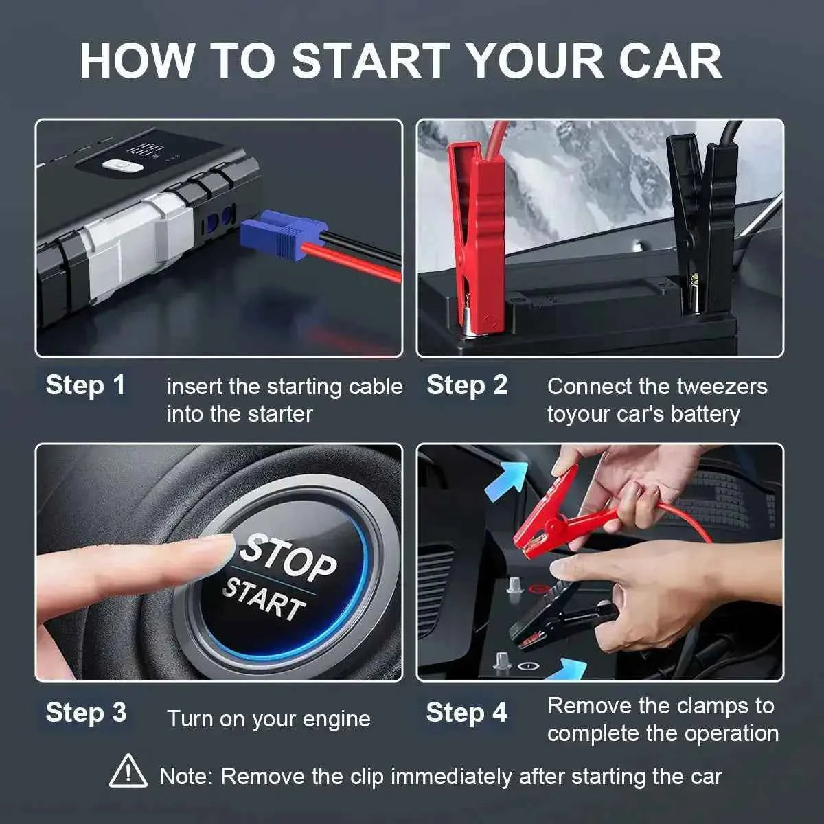 BSMOOM 21800mAh nešiojamas jump starteris automobiliui, motociklui ir valčiai su pagalba kelyje