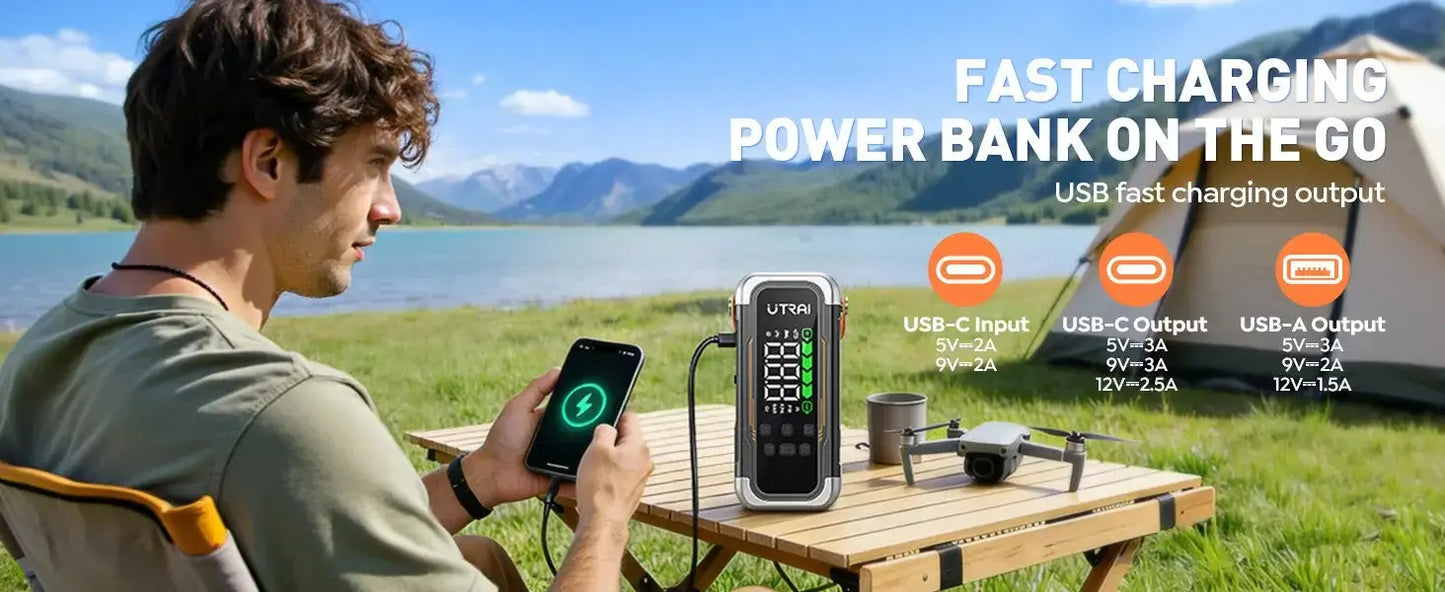 UTRAI JS-40 6000A Jump starteris su oro kompresoriumi-Pūstuvu