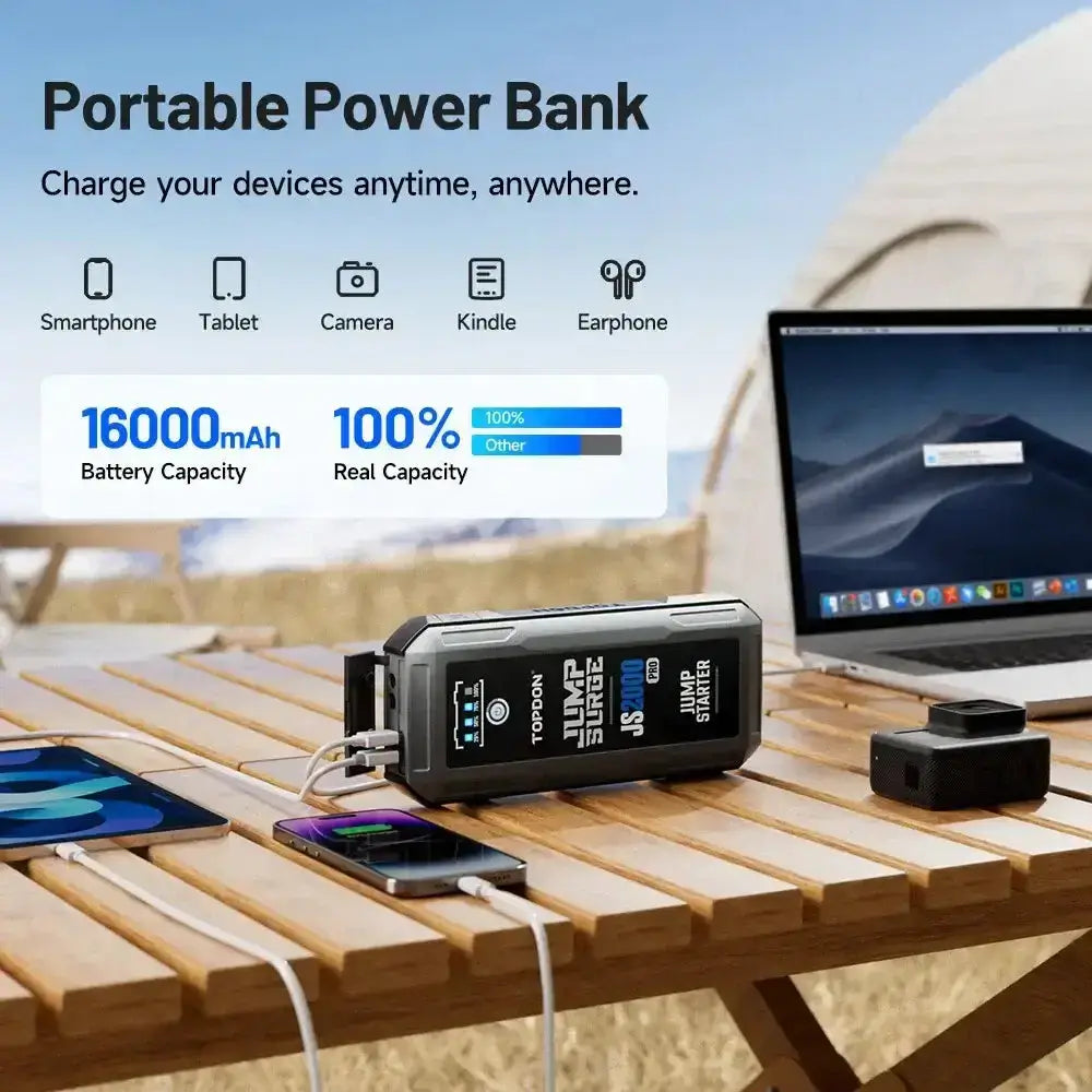 AUTOMOBILIO UŽVEDĖJAS AKUMULIATORIAUS PALEIDĖJAS POWER BANKAS