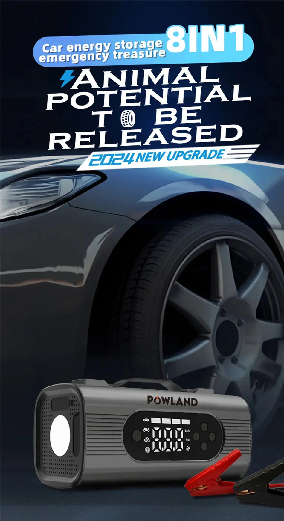 Jump starteris Powland su oro kompresoriumi