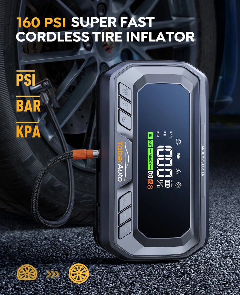 YABER YA90 automobilio užvedėjas 6000A su oro kompresoriumi