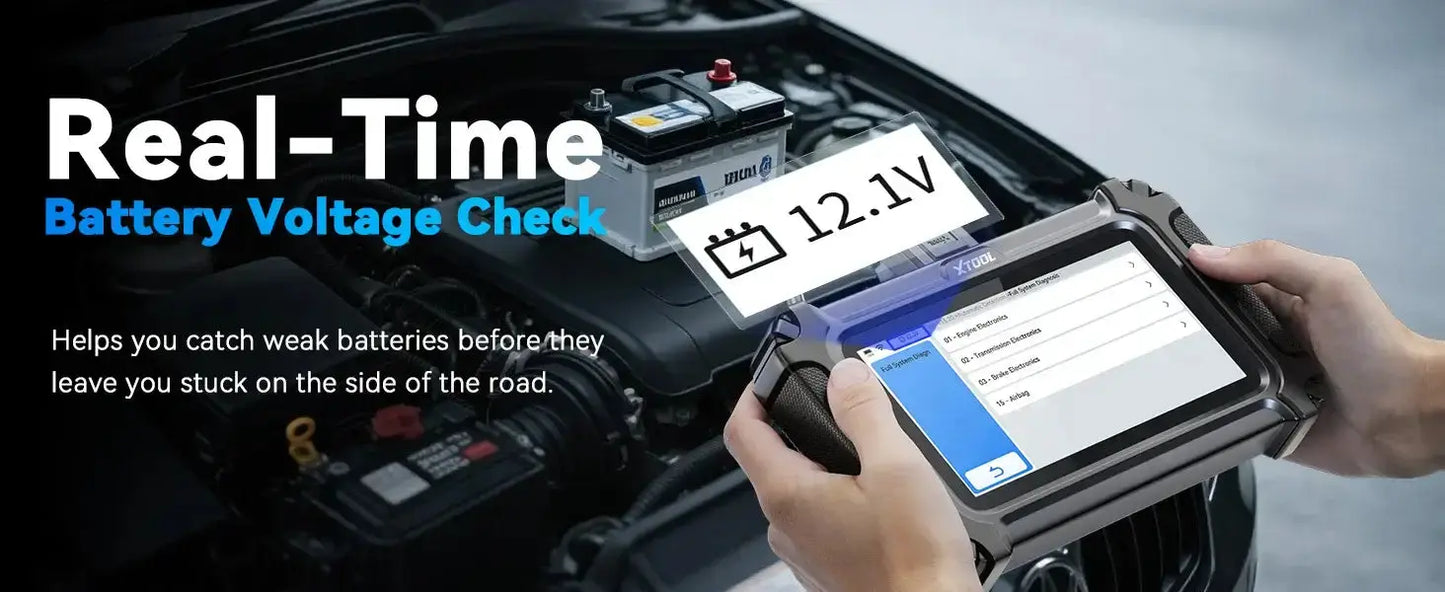 XTOOL D5S autodiagnostikos baterijos matavimas