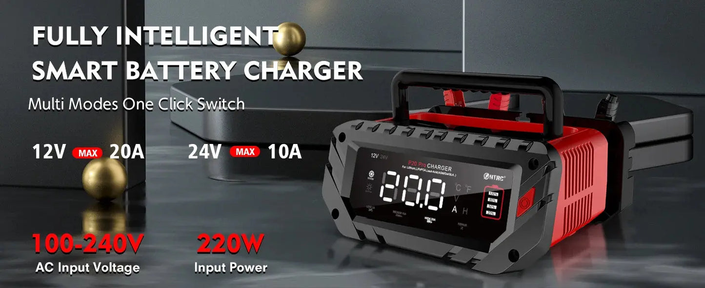 HTRC 20A Pro 12V-24V Akumuliatorių pakrovėjas