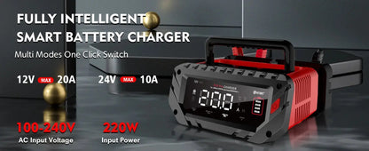 HTRC 20A Pro 12V-24V Akumuliatorių pakrovėjas