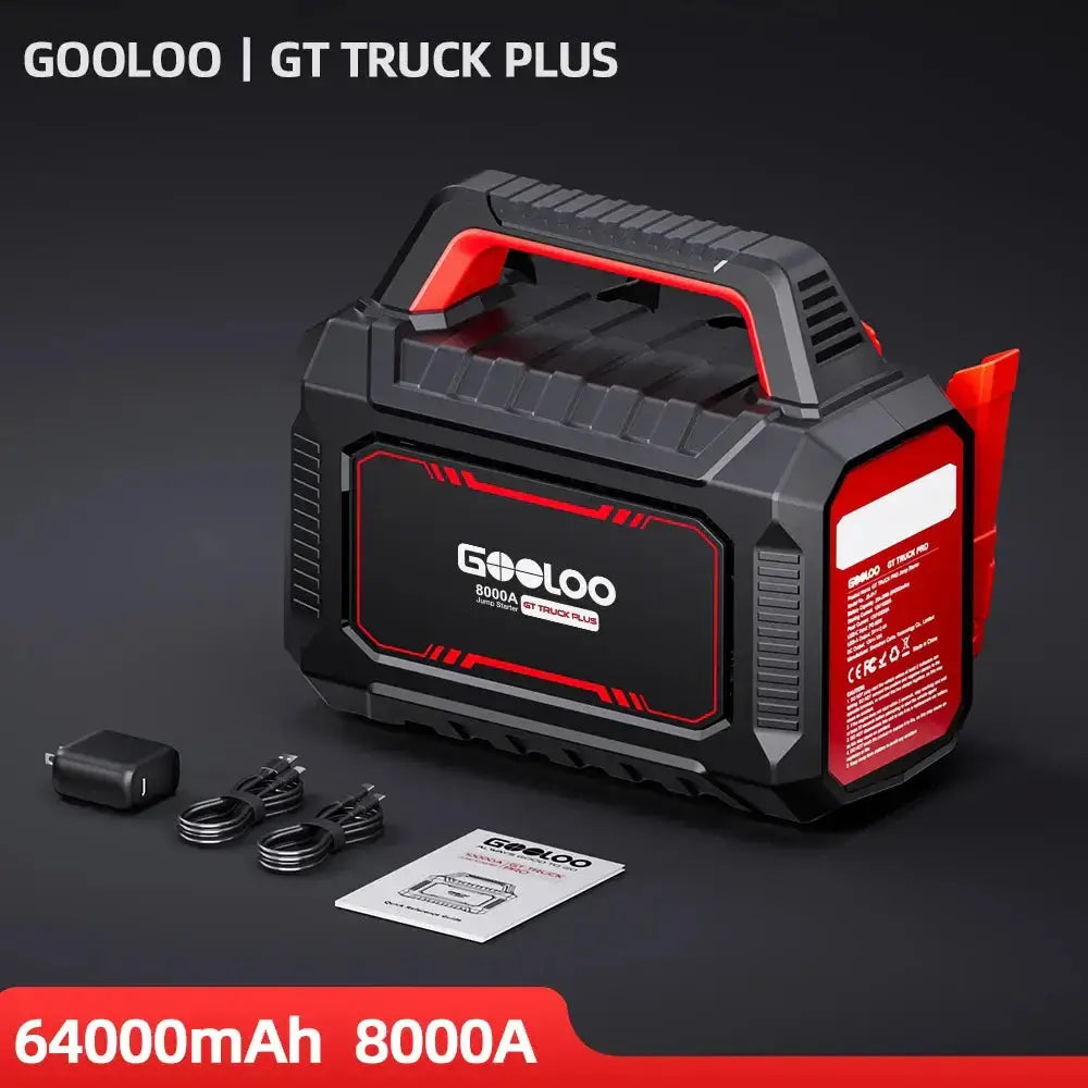 GOOLOO GT TRUCK PLUS sunkiasvorių transporto priemonių užvedėjas 64000mAh 12V 24V baterija su priedais