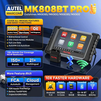 Autel MaxiCOM MK808BT PRO Bluetooth Automobilio Diagnostika
