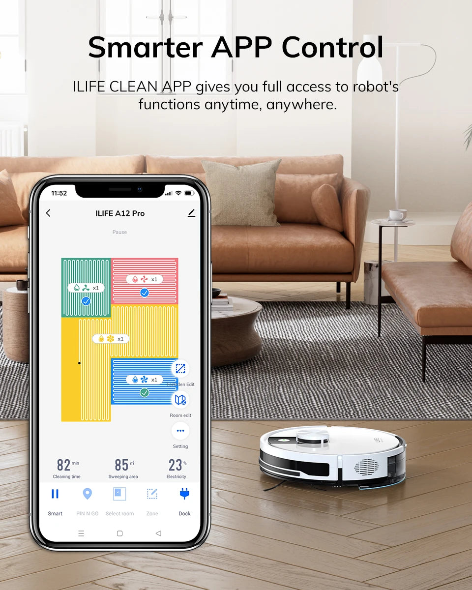 ILIFE A12 Pro Robotas Siurblys su Šluostymo Funkcija
