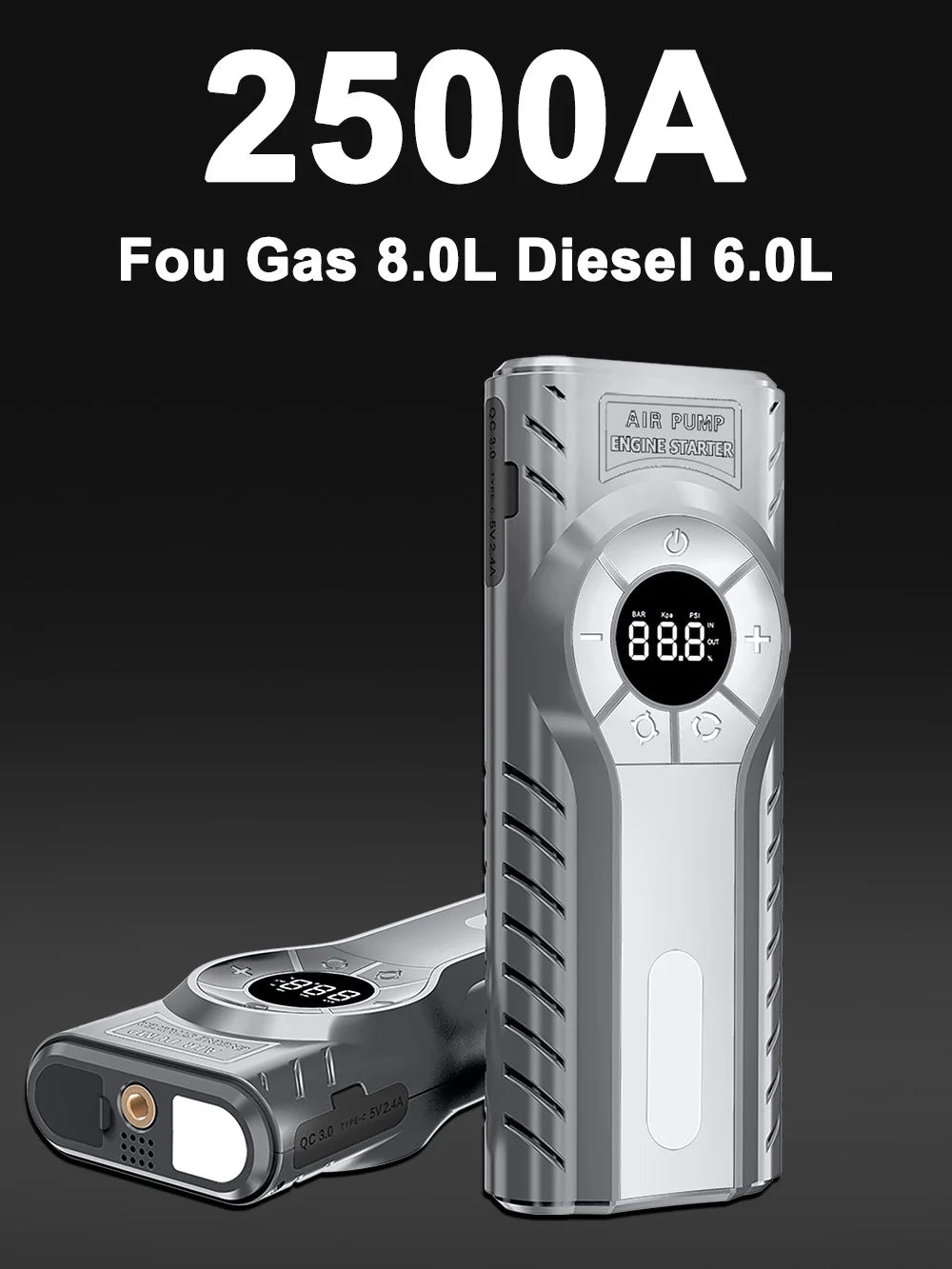 AUTOMOBILIO UŽVEDĖJAS AKUMULIATORIAUS PALEIDĖJAS POWER BANKAS