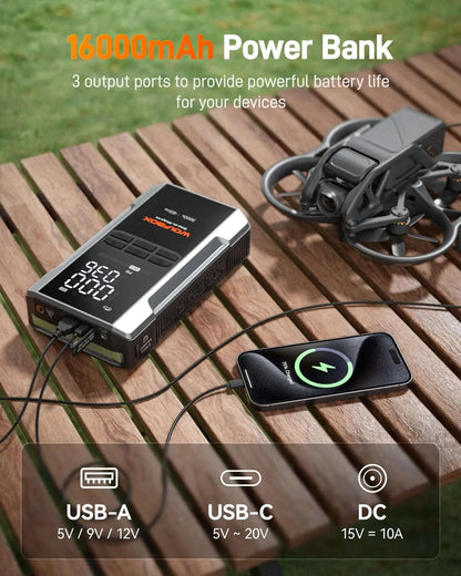 WOLFBOX 3000A Jump Starter with Air Compressor 160 PSI