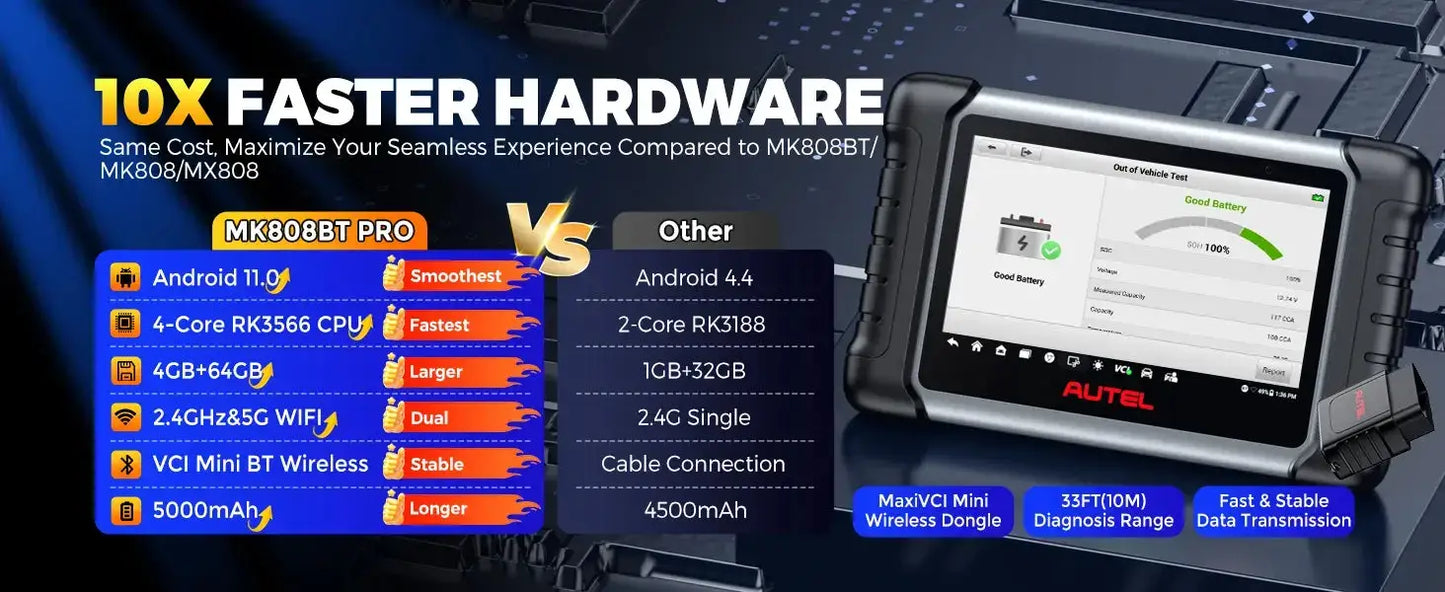 Autel MaxiCOM MK808BT PRO Bluetooth Automobilio Diagnostika