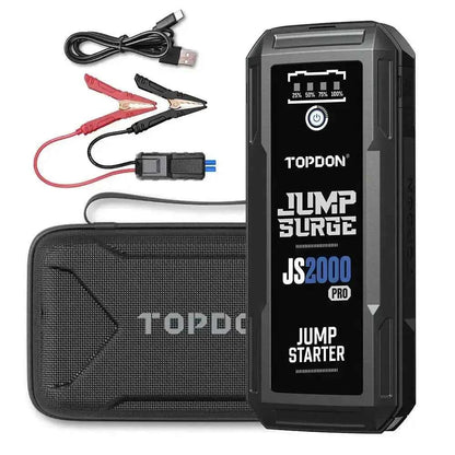 TOPDON JS2000PRO automobilio užvedėjas 2500A 16000mAh gnybtukai juodas baltas fonas