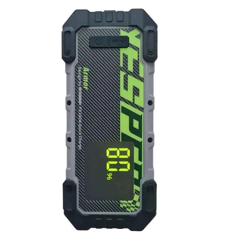 YESPER ARMOR 4000A jump starteris 24000mAh gnybtukai LCD ekranas žalias juodas
