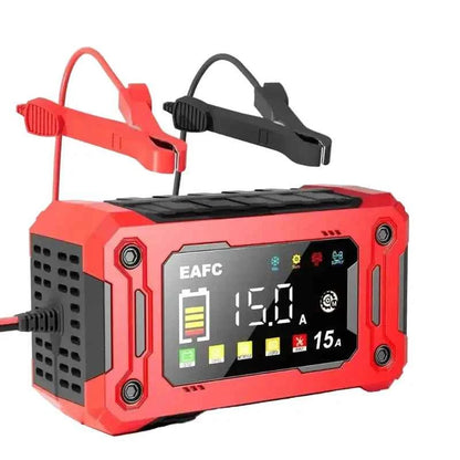 EAFC akumuliatoriaus pakrovėjas 15A išmanusis automatinis raudonas LCD ekranas gnybtukai