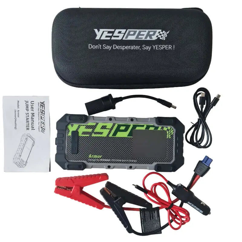 YESPER ARMOR 4000A jump starterio pakuotės sudėtis